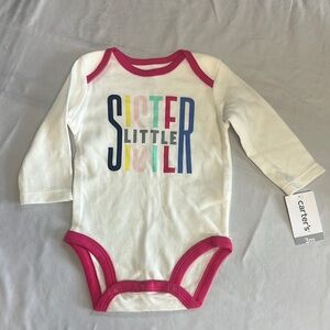 Carter's - Cream and Pink 'Little Sister' Onesie